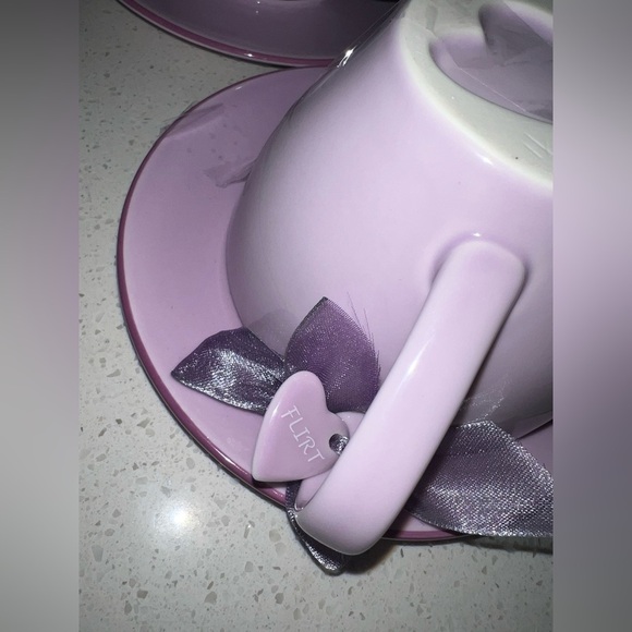 STARBUCKS 2006 Purple Heart Coffee/Tea Cup w/Saucer Plate “Flirt” set. - Picture 5 of 8